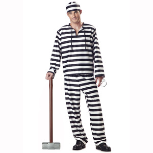 Costume d'Halloween Cos Couple Hommes Et Femmes Prison Uniforme Guantanamo Prisonnier Noir Et Blanc Rayures Adulte Costume D'Halloween - Product Image 4