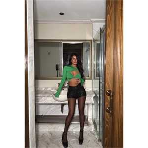 Green <b>Sequin</b> Hot Shorts Elastic Waist Polyester Spandex Fabric Sexy Club Style <b>Flare</b> Pants Decorative Pattern Breathable Washed - Product Image 5