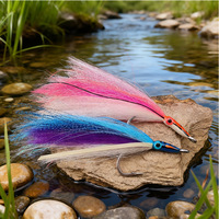 6/0 #   Leurre de pêche à la mouche Luminous Tarpon Streamers avec yeux 3D et hameçons en acier inoxydable pour la pêche nocturne au bar, au tarpon et au bonite géant