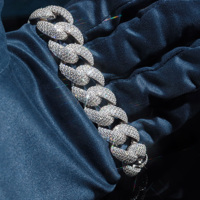 Bracelet Cuban Link Iced Out Moissanite Diamant de laboratoire Argent Or 18 carats Hip Hop Homme Micro Pavé Fermoir Boîte Verrou de sécurité