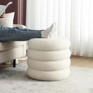 Lamb Velvet 30 High Ottoman Comfortable Home and Kitchen <b>Storage</b> <b>Stool</b> Cream Dressing Sedentary Living Room Sofa <b>Stool</b> - Product Image 2