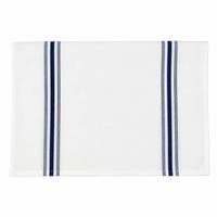Serviettes de table en polyester 100% blanches tissées avec rayures verticales bleu marine pour hôtel, restaurant, café