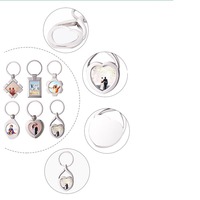 Sublimation blancs presse à chaud imprimé transfert porte-clés métal Photo simple face porte-clés cadeau pour père mère famille Couple