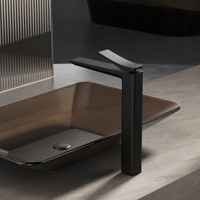 Robinet de lavabo en cuivre massif, style nordique, noir, simple, eau chaude et froide, carré, blanc, salle de bain, lavabo