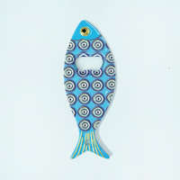 Portugal Azulejo – Porte-clés en céramique durable en forme de poisson, motif floral moderne, souvenir de voyage, gadget de bar et de cuisine
