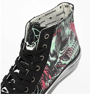 Chaussures décontractées en toile personnalisées pour hommes, motif tête de mort, montantes, vulcanisées, à faible MOQ, style vintage délavé, pour hommes et femmes - Product Image 3