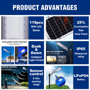 Farola Solar LED para Exteriores de Aluminio para PC, Precio de Fábrica <span class=keywords><strong>BEWAY</strong></span>, IP65, SMD, 100W 200W, Control Remoto, Garantía de 2 Años - Product Image 2