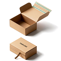Boîtes d'expédition en papier kraft avec bande détachable pour vêtements de perruque biodégradables, emballage festif, avec logo personnalisé