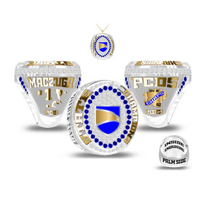 Bagues de championnat de sport en métal émaillé et doré avec logo personnalisé personnalisé - Product Image 2
