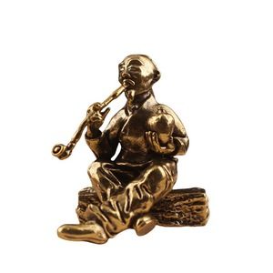 Brass Qing Dynasty Style Figure Ornament 2Pcs Handmade Tabletop Sculpture For Home Office <b>Decor</b> - Product Image 5