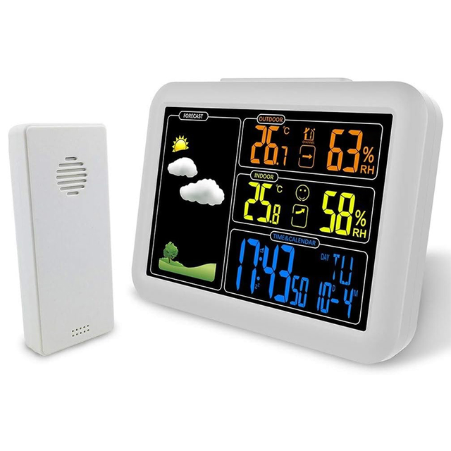 Smart Digital ABS Material LED Weather Station Outdoor LCD Display USB Communication OEM/ODM Time Day Calendar for Home Use