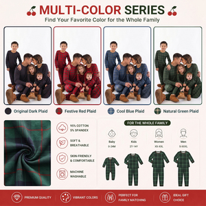 Conjunto de pijamas a cuadros a juego para la familia, ropa de dormir de algodón de manga larga para hombres, mujeres, niñas, niños pequeños, ropa de casa informal para mantener el calor - Product Image 2