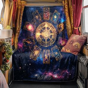Assorted Print Cosmic Moon Flannel Blanket Throw Blanket Nap Blanket <b>Machine</b> Washable Fade Resistant for Home Office Nap - Product Image 5