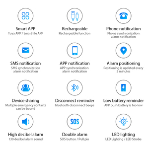 Không dây thông minh cá nhân báo động an toàn hệ thống Keychain tuya Wifi SOS đẩy nút hoảng loạn người cao tuổi - Product Image 2