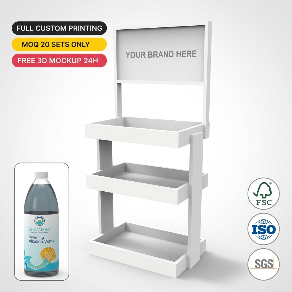 Wholesale Custom Waterproof PP Honeycomb Display Stand for Alkaline Water Mineral Water Hydration Station Eco Retail Floor Rack — view 1