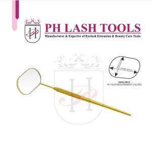 Eyelash Extension Croyder Harrop Round & <b>Rectangular</b> <b>Mirror</b> in <b>Gold</b> Color with Stainless Steel Handle Private Label - Product Image 5