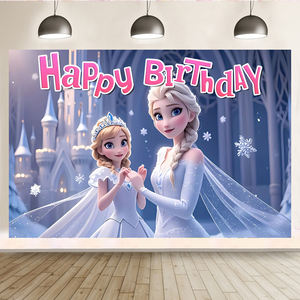 Tema congelato Elsa principessa sfondo sfondo sfondo ragazza congelata sfondo decorazioni festa di buon compleanno forniture - Product Image 6
