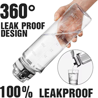 Bouteille d'eau de sport sans BPA, durable, transparente, réutilisable, écologique, anti-fuite, 32 oz, pour la salle de sport, la course à pied, la randonnée