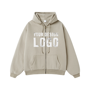 Autumn Winter Heavyweight Plus Fleece Zip <b>Cardigan</b> <b>Mens</b> Hoodies Wholesale OEM Drawstring Loose Zipper <b>Men's</b> Hoodies - Product Image 6