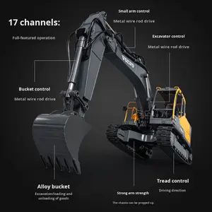 دبل إيجل E598 حفارة كهربائية بقضيب لولبي فولفو، آلة حفر بخطاف معدني، مقياس 1:16، سيارة لعبة للأطفال قابلة لإعادة الشحن - Product Image 5