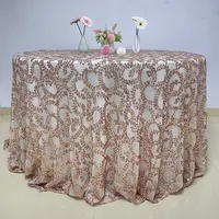 Luchuan เลื่อมผ้าปูโต๊ะงานแต่งงานผ้าปูโต๊ะกลมสำหรับงานแต่งงานผ้าปูโต๊ะเลื่อมสีโรสโกลด์