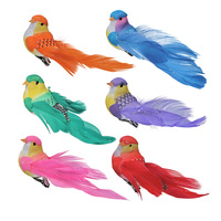 Oiseau en plumes artificielles, mousse colorée, fait main, décoration de Noël pour jardin et maison, artisanat