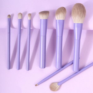 New 8-Piece Elegant Beauty <strong>Pink</strong> Purple Makeup Brush Set with Flat Brush Eyeliner &amp; Lips <strong>Tools</strong> for Face &amp; Eyes - Product Image 1