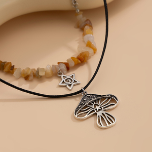 Bohemian <span class=keywords><strong>2</strong></span> lớp sao/sứa Dây chuyền mặt dây chuyền cho phụ nữ hợp thời trang Tự Làm đá tự nhiên đính cườm Choker Chuỗi thời trang đồ trang sức quà tặng - Product Image 6