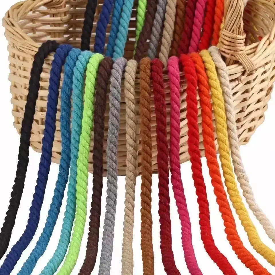 Wholesale macrame cord 5mm color cotton rope twisted thread for macrame