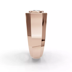 Anillo de declaración para hombre de oro rosa macizo de 14K personalizado con diamante de laboratorio de 1 quilate de corte ovalado, regalo de compromiso, boda o uso diario. - Product Image 2