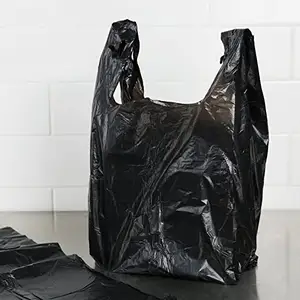Wegwerp Zwarte Plastic T-shirt Tassen Custom Vest Plastic Boodschappentas Met Eigen Logo