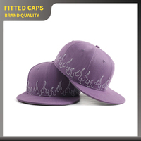 Casquette Snapback à 6 Panneaux à Visière Plate Broderie Flamme Bicolore Chapeau de Basketball Logo Personnalisé Streetwear Casquette de Baseball Vente en Gros