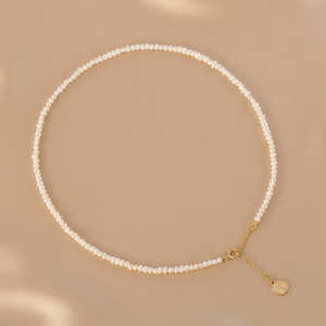 Collier en perles naturelles avec des perles de millet irrégulières simples et exquises Collier avec étiquette - Product Image 1