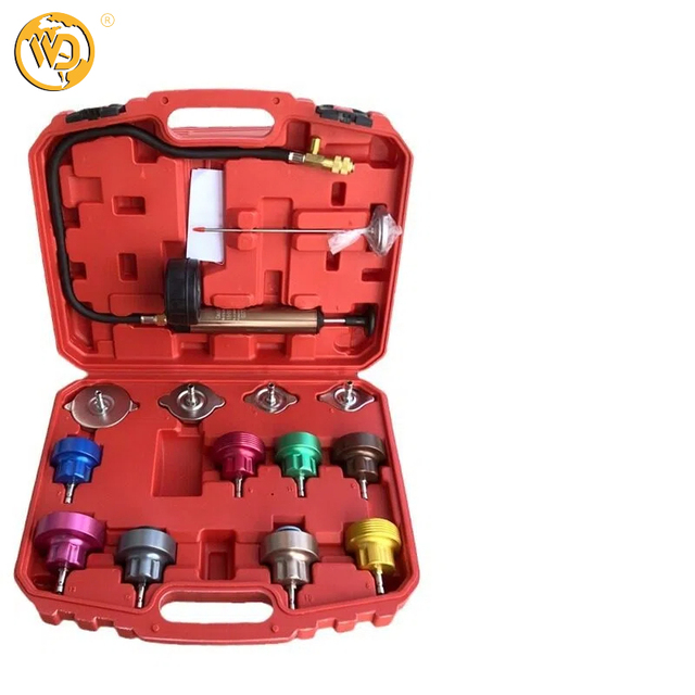 14PCS Pressure Leak Tester Tool , Radiator Pump Pressure Tester Kit for Automotive Cooling System Water Tank Leakage Detection