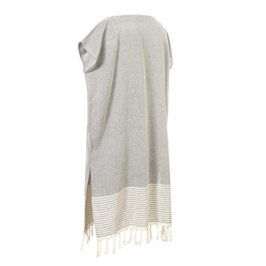 ผ้าขนหนูคลุมชายหาดแบบมีฮู้ด 120x90 ซม. ผ้าฝ้ายลายทาง แห้งเร็ว สำหรับใช้ที่ชายหาด - Product Image 5