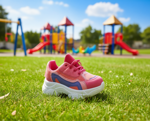 Sneakers in rete rosa per bambine 4-6 anni, scarpe chunky traspiranti primavera autunno, scarpe per bambini con lacci, suola in gomma, intersuola in EVA - Product Image 2