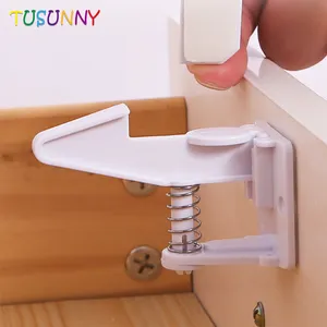 Spring loaded baby safety latch locks with advertise type easy and quick installing child safety cabinet lock