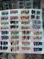 Lot de 10 faux ongles carrés courts en acrylique style français, peints à la main en 3D, réutilisables, de haute qualité, à presser