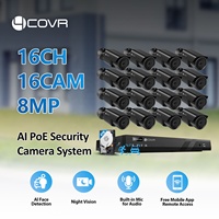 Système de caméra CCTV 4COVR 16 canaux 4K avec disque dur 4 To, 16x 8MP, vision nocturne IP PoE, détection faciale IA pour la surveillance des magasins