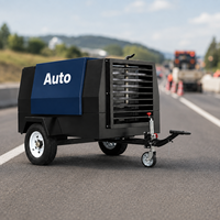 Compresseur d'air diesel monté sur remorque, vente directe usine, avec roues, 185 CFM, compresseur d'air à vis diesel pour la construction routière