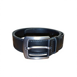 BS INTERNATIONAL Black Color Customizable Designs <b>Cow</b> Leather Belt Silver Rectangular Pin Buckle High Durability Eco-Friendly - Product Image 4