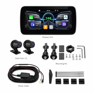 Navigatore GPS per <span class=keywords><strong>Moto</strong></span> con Visione Notturna, Schermo 6.25 Pollici, Wireless Carplay Android Auto, Impermeabile IP67, Touch Screen, Doppia Dash Cam Registratore - Product Image 2