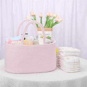 Organizador portátil <span class=keywords><strong>de</strong></span> pañales para bebé, cesta <span class=keywords><strong>de</strong></span> almacenamiento tejida con asa, regalos para baby shower. - Product Image 2