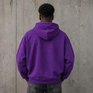 Wholesale Premium Quality Distressed <b>Purple</b> <b>Hoodie</b> Custom Logo Vintage Washed Oversized <b>Men</b> Sweatshirt Manufacturer - Product Image 3