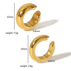 Fashion <b>Clip</b>-on Earrings Geometric Circular <b>Ring</b> 18K Gold Plated Zinc Alloy Cuff Earrings For Women Without Pierced Ears - Product Image 5