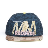 5-paneels custom camouflage patroon geborduurde logo distressed wedding snapback cap