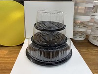 Dôme à gâteau en plastique noir transparent, boîte à dessert en plastique transparente avec couvercle