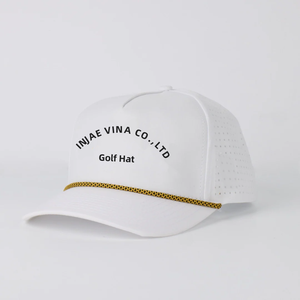 Gorra de camionero de Golf estructurada de 5 paneles con logotipo de letra de impresión personalizada con agujero cortado con láser impermeable de alta calidad Unisex para deportes al aire libre - Product Image 2