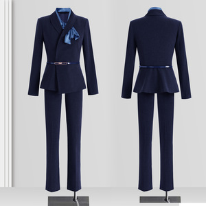 Tenue de travail pour femme en velours anti-froissement, deux pièces, pour l'automne et l'hiver, entretien d'embauche, enseignante, trajets domicile-travail, réceptionniste d'hôtel, tenue professionnelle - Product Image 4