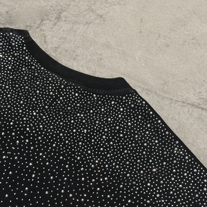 T-shirt da uomo in cotone di alta qualità con logo personalizzato, T-shirt streetwear con strass, T-shirt corta a maniche corte per uomo - Product Image 3